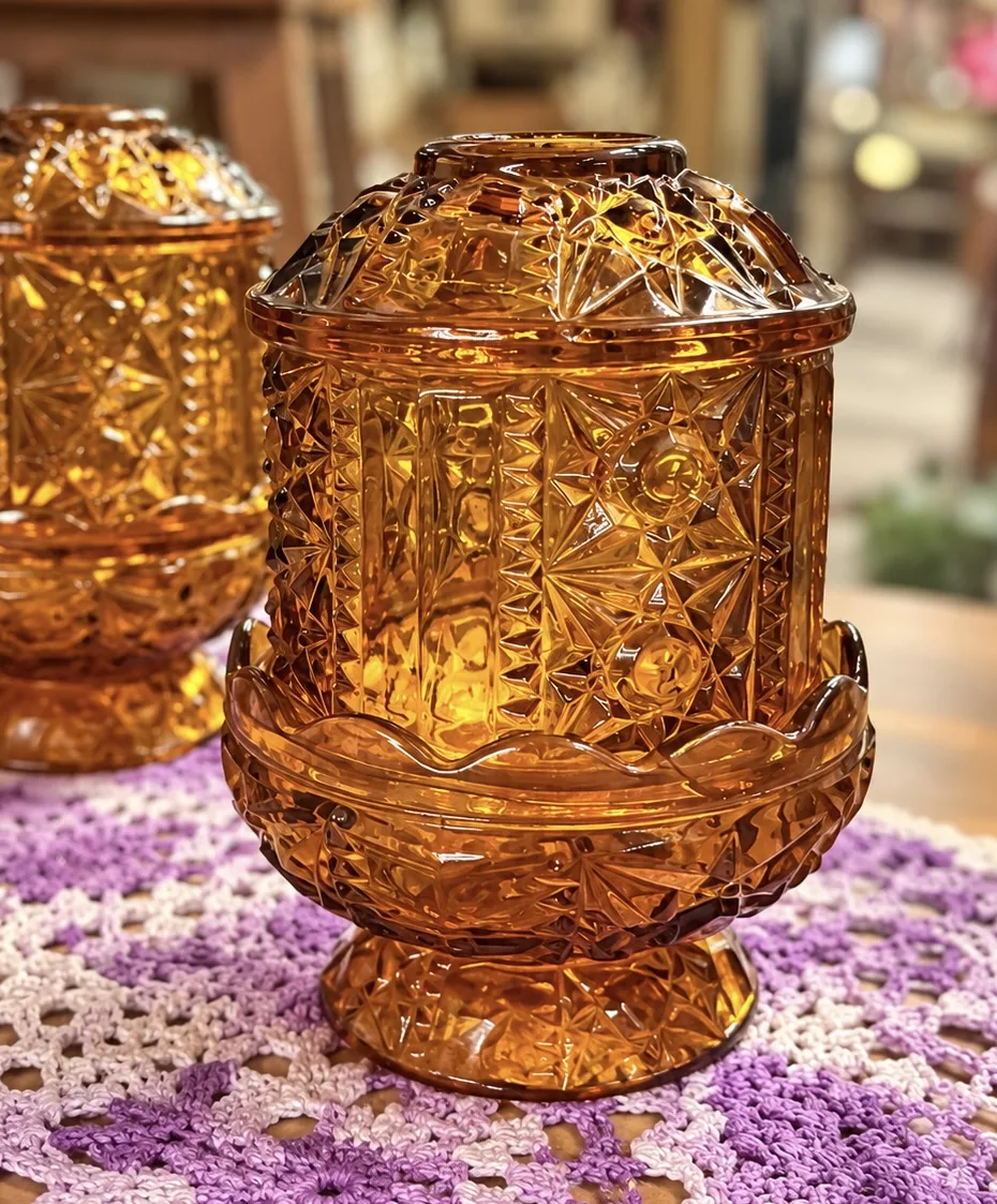 Amber pressed glass collectible